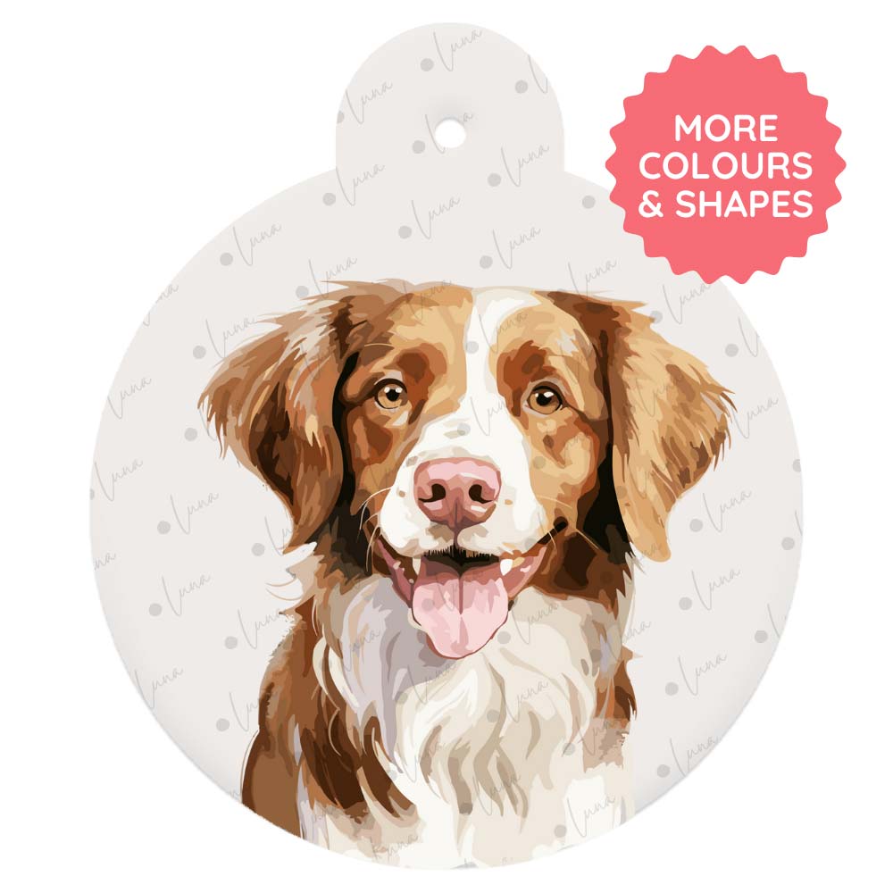 Brittany Dog ID Tag – Watercolour Style