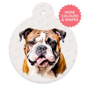 Bulldog Dog ID Tag – Watercolour Style