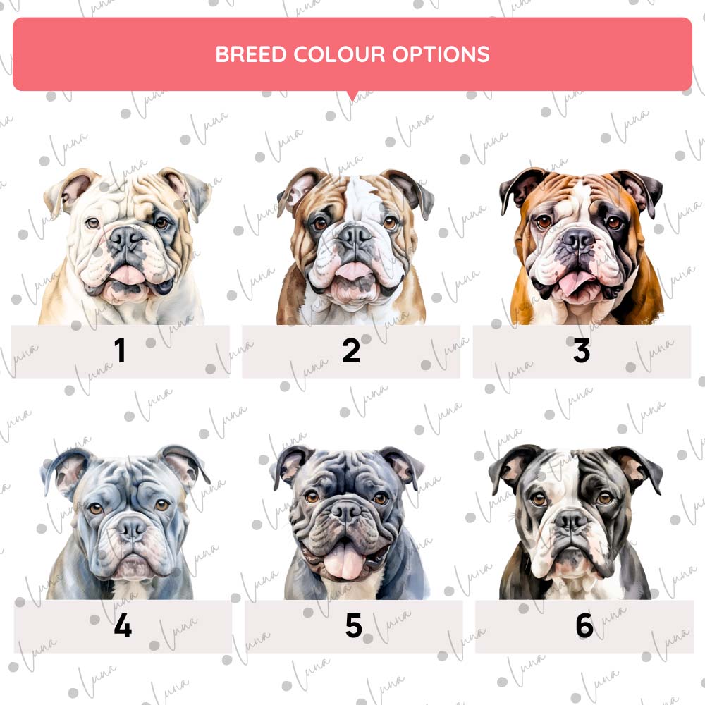 Bulldog Dog ID Tag – Watercolour Style