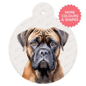Bullmastiff Dog ID Tag – Watercolour Style