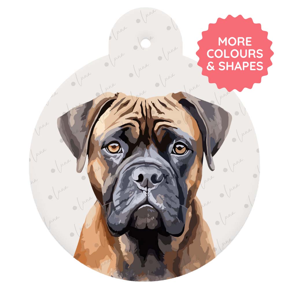 Bullmastiff Dog ID Tag – Watercolour Style