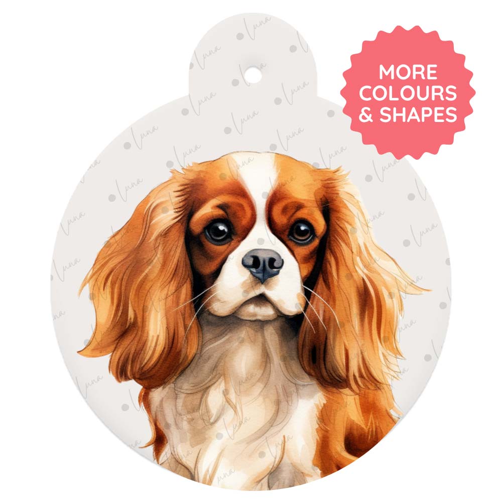 Cavalier King Charles Spaniel Dog ID Tag – Watercolour Style