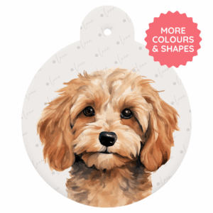 Cavapoo ID Tag Watercolour Style