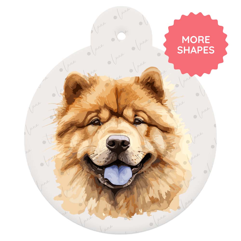 Chow Chow Dog ID Tag – Watercolour Style