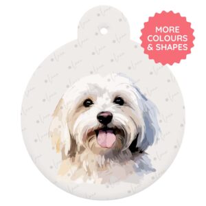Coton de Tulear Dog ID Tag – Watercolour Style