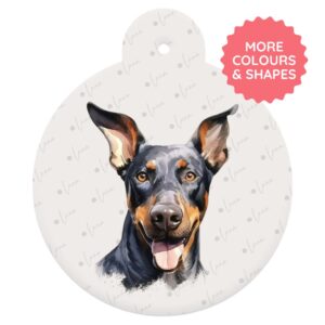 Doberman Dog ID Tag – Watercolour Style