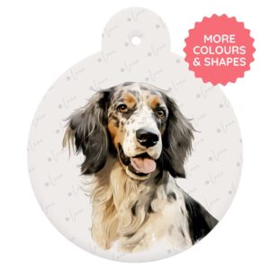 English Setter Dog ID Tag – Watercolour Style