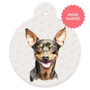 English Toy Terrier Dog ID Tag – Watercolour Style