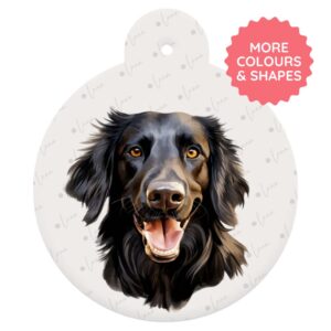 Flat Coated Retriever Dog ID Tag – Watercolour Style