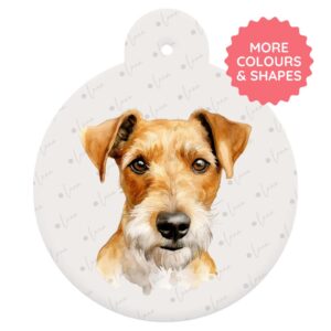 Fox Terrier Dog ID Tag – Watercolour Style