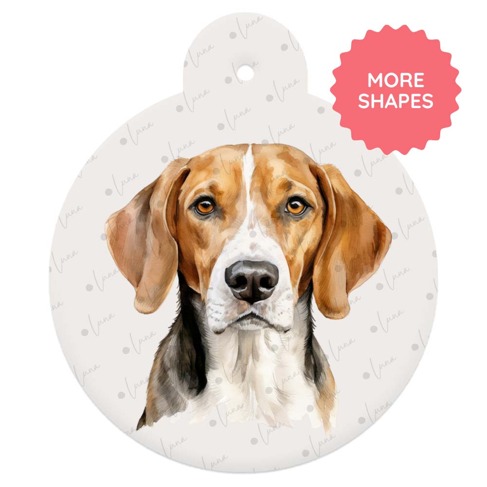 Foxhound Dog ID Tag – Watercolour Style