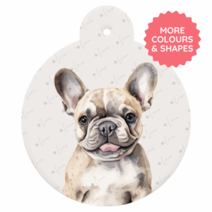 French bulldog ID Tag Watercolour Style, frenchie ID tag