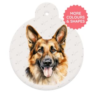 German Shepherd Dog ID Tag – Watercolour Style