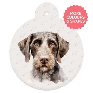 German Wirehaired Pointer Dog ID Tag – Watercolour Style