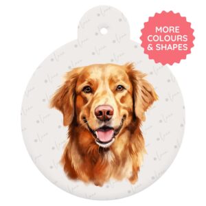 Golden Retriever Dog ID Tag – Watercolour Style
