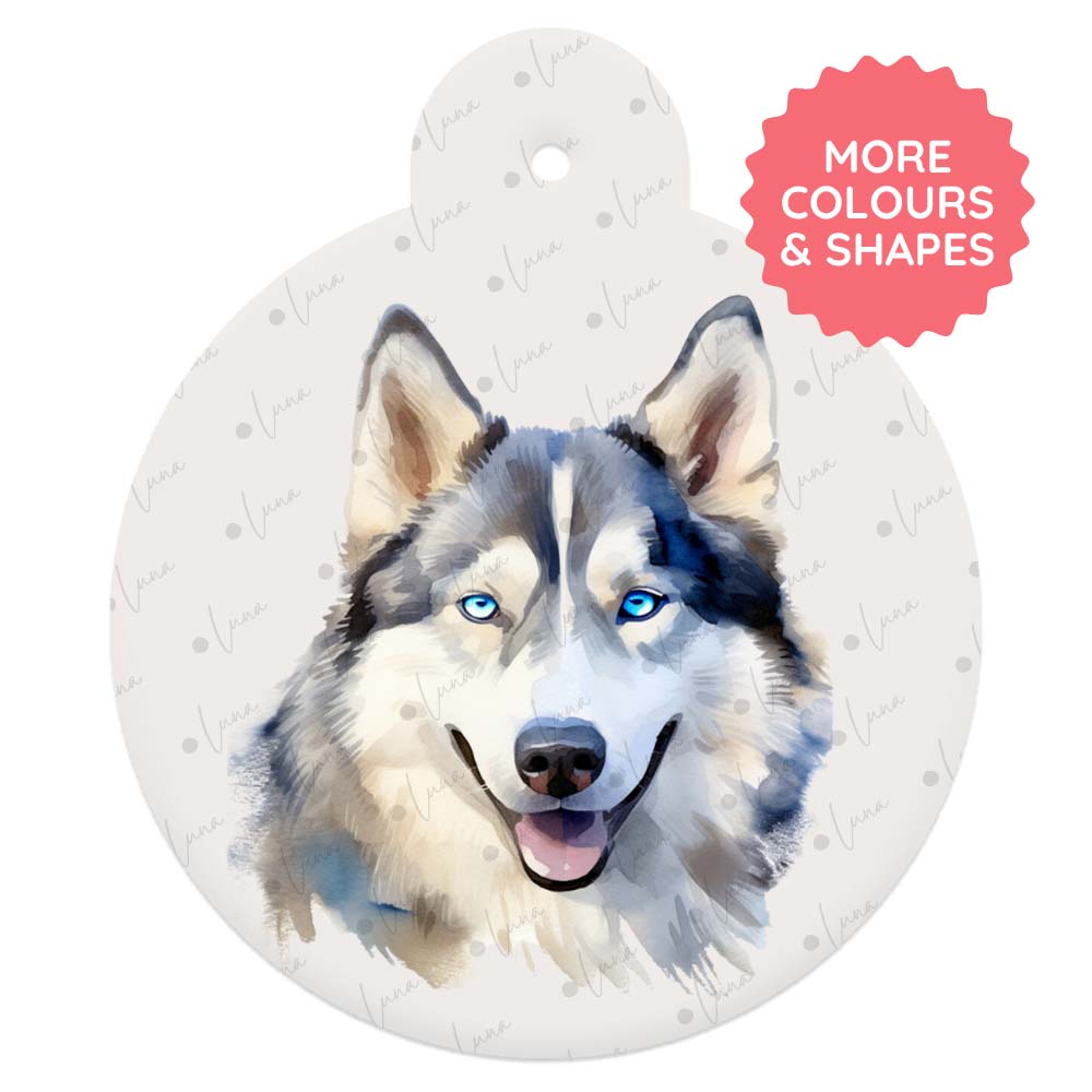 Husky Dog ID Tag – Watercolour Style
