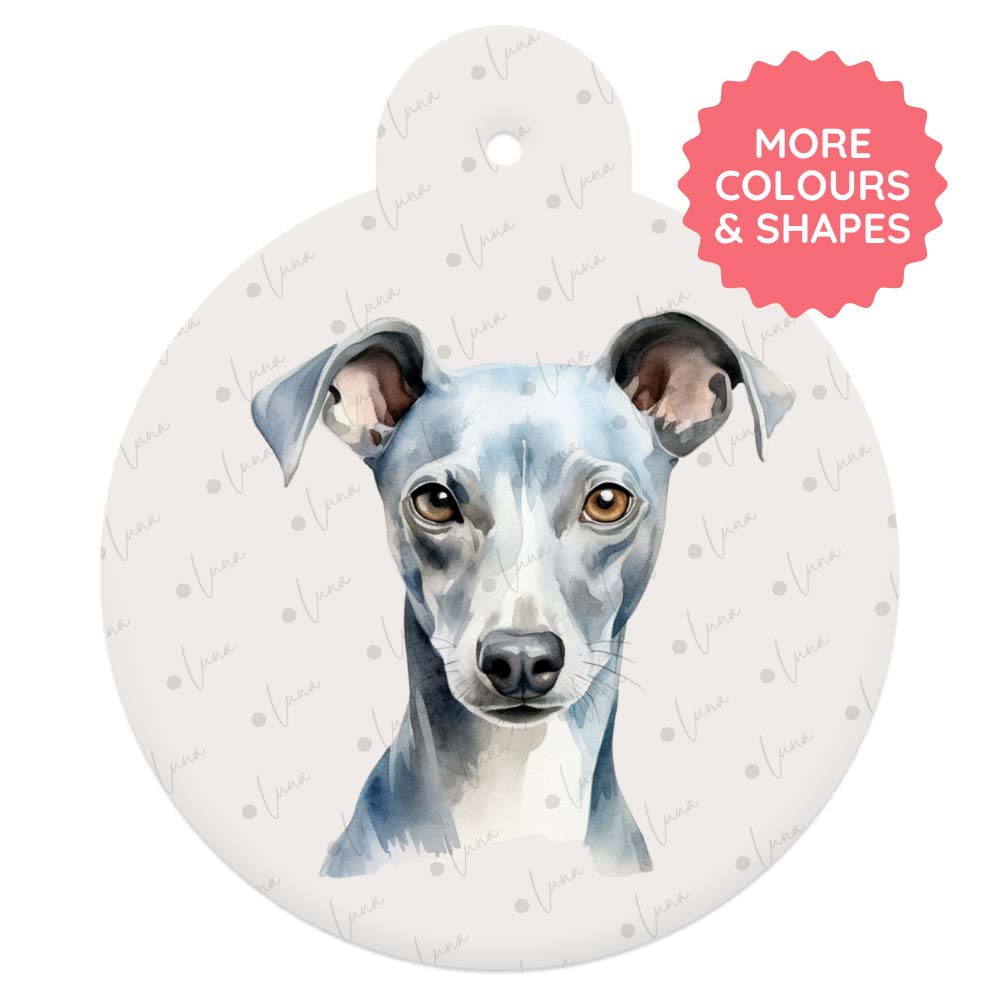 Italian Greyhound Dog ID Tag – Watercolour Style
