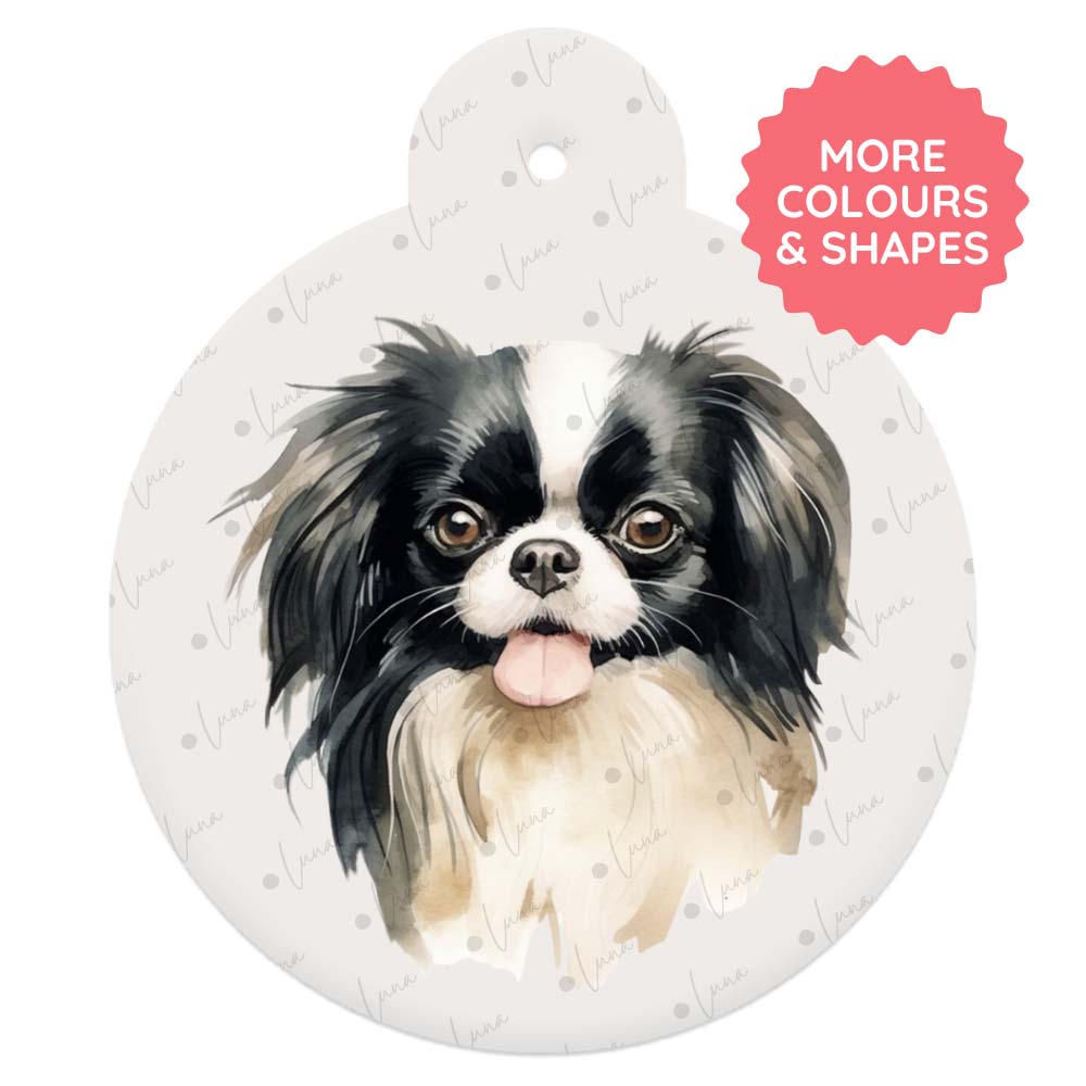 Japanese Chin Dog ID Tag – Watercolour Style