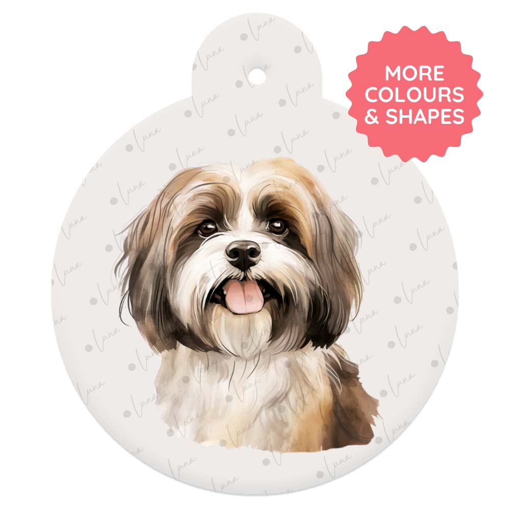 Lhasa Apso Dog ID Tag – Watercolour Style