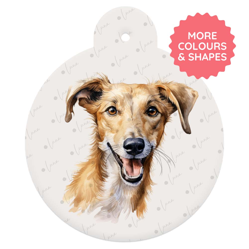 Lurcher Dog ID Tag – Watercolour Style