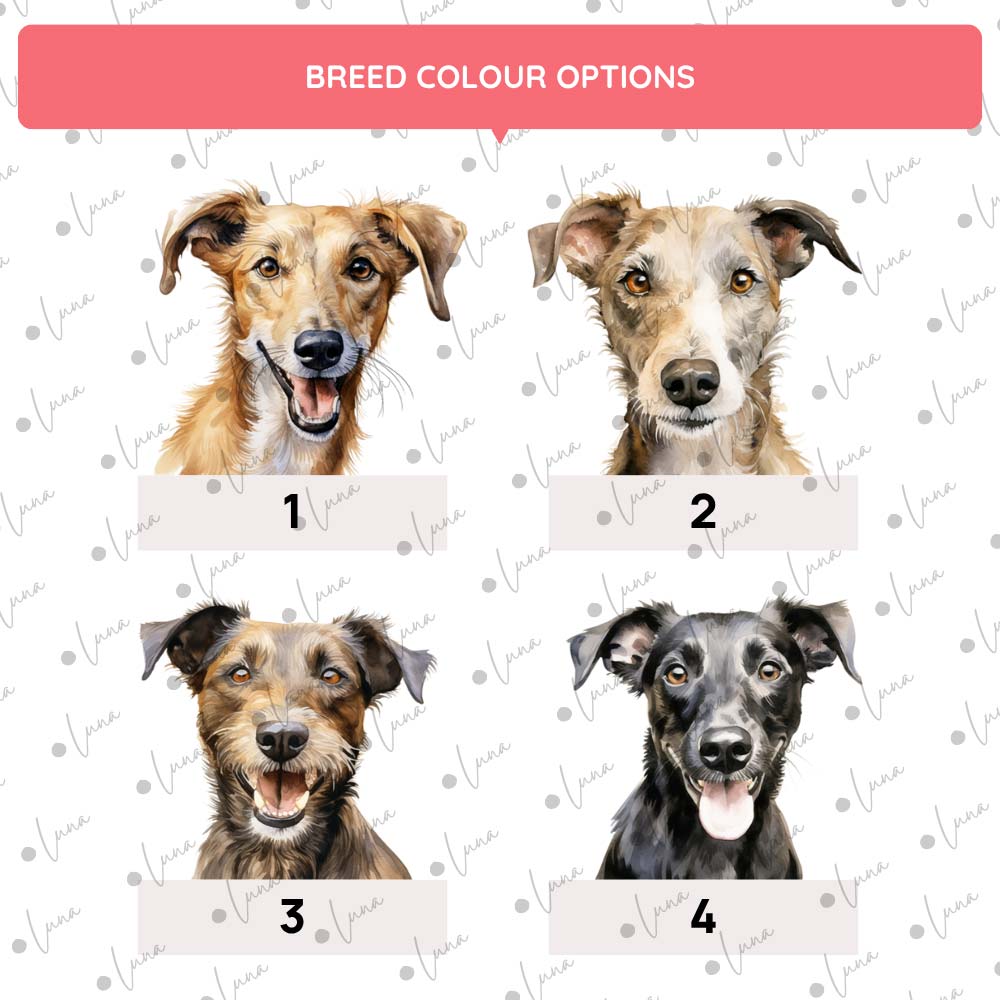 Lurcher Dog ID Tag – Watercolour Style