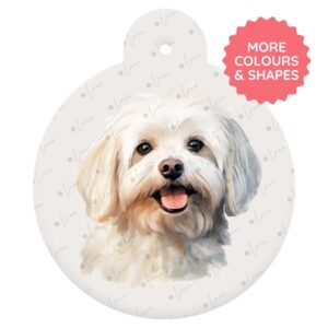 Maltese Dog ID Tag – Watercolour Style