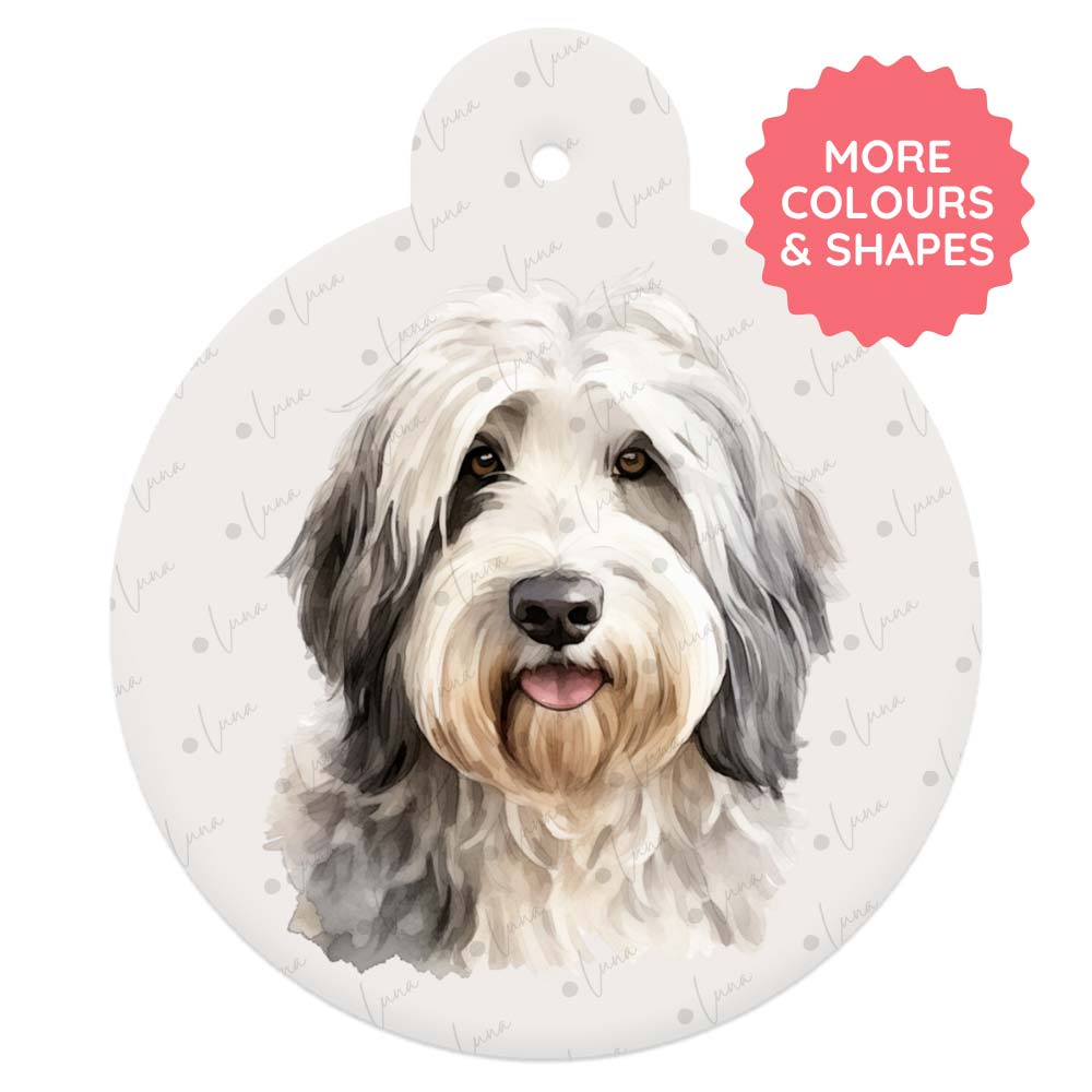 Old English Sheepdog Dog ID Tag – Watercolour Style