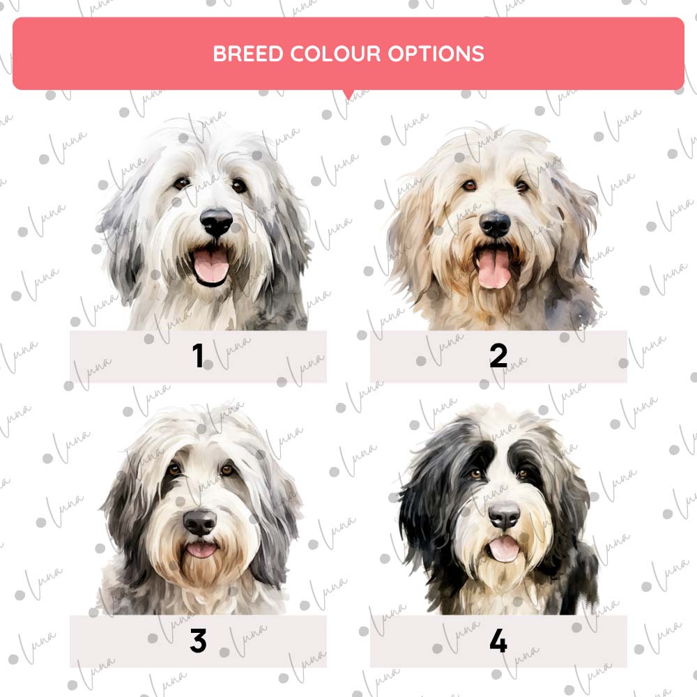 Old English Sheepdog Dog ID Tag – Watercolour Style