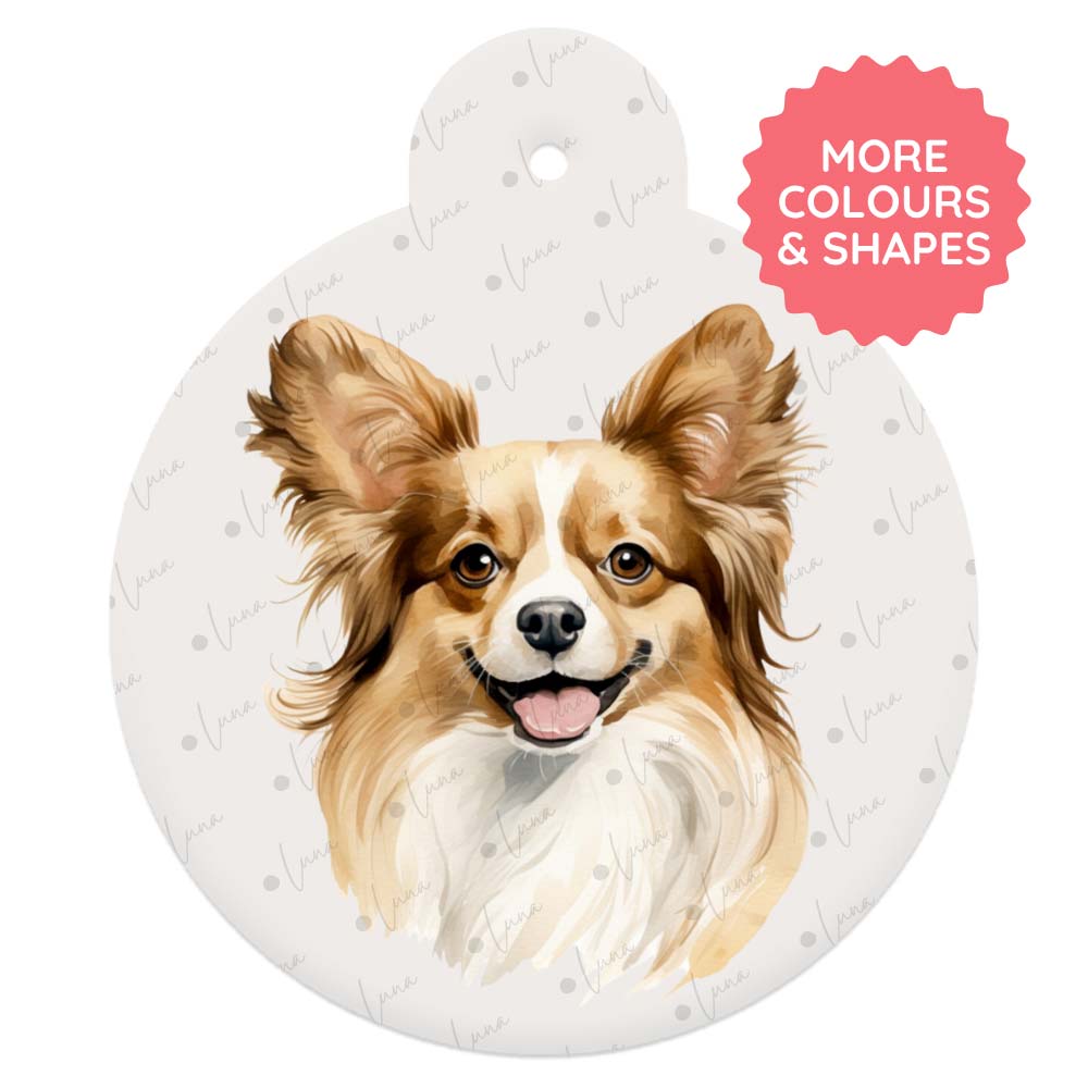 Papillon Dog ID Tag – Watercolour Style