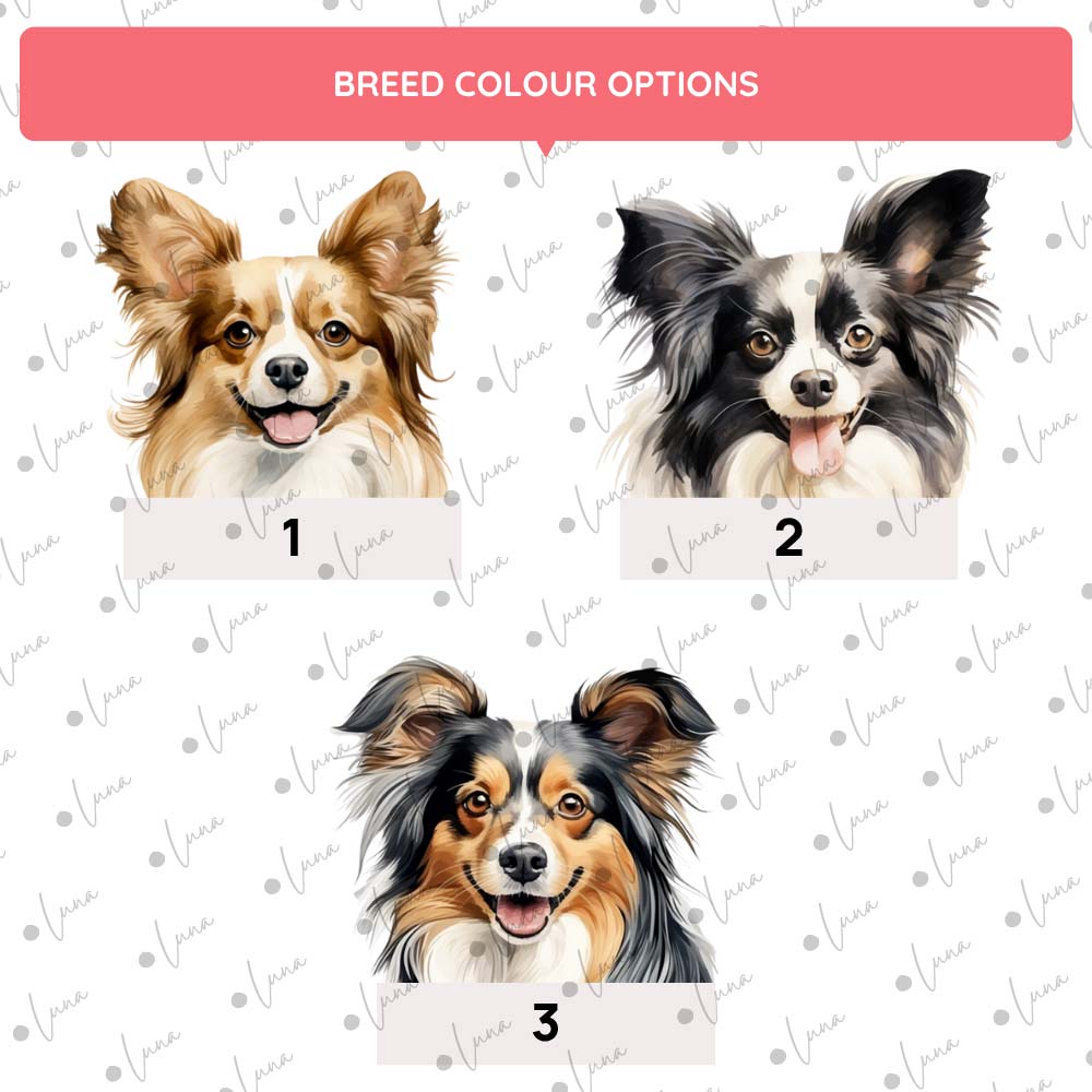 Papillon Dog ID Tag – Watercolour Style