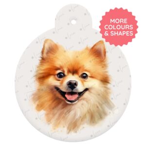 Pomeranian Dog ID Tag – Watercolour Style