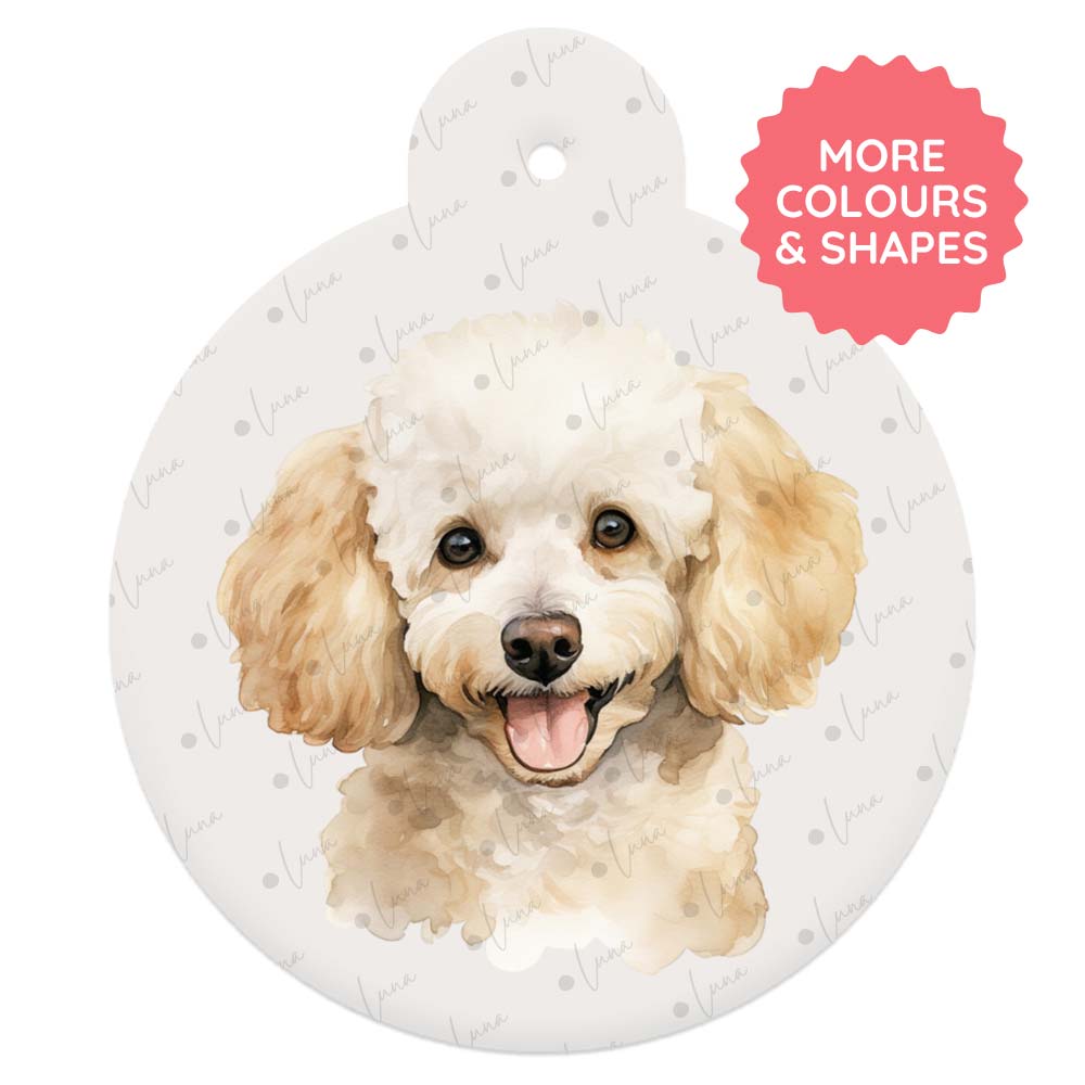Poodle Dog ID Tag – Watercolour Style