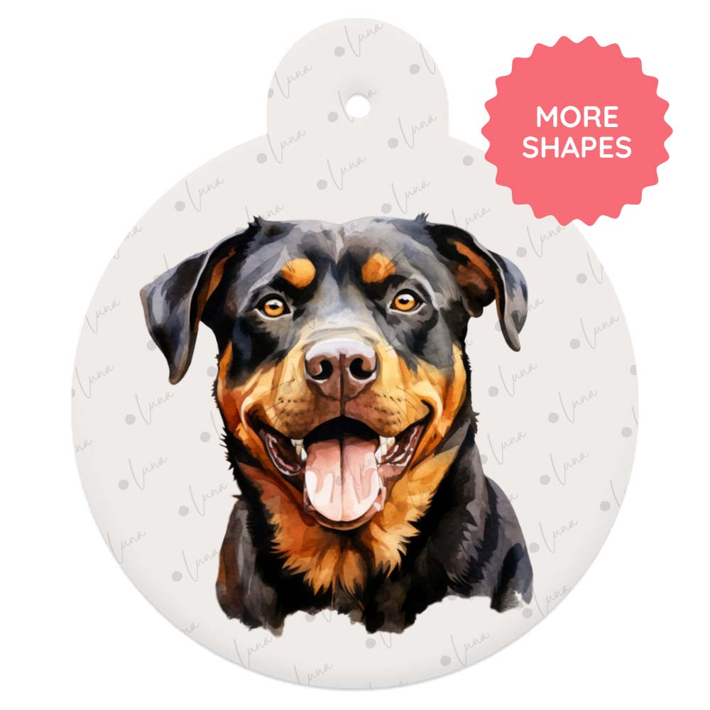 Rottweiler Dog ID Tag – Watercolour Style