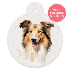 Rough Collie Dog ID Tag – Watercolour Style