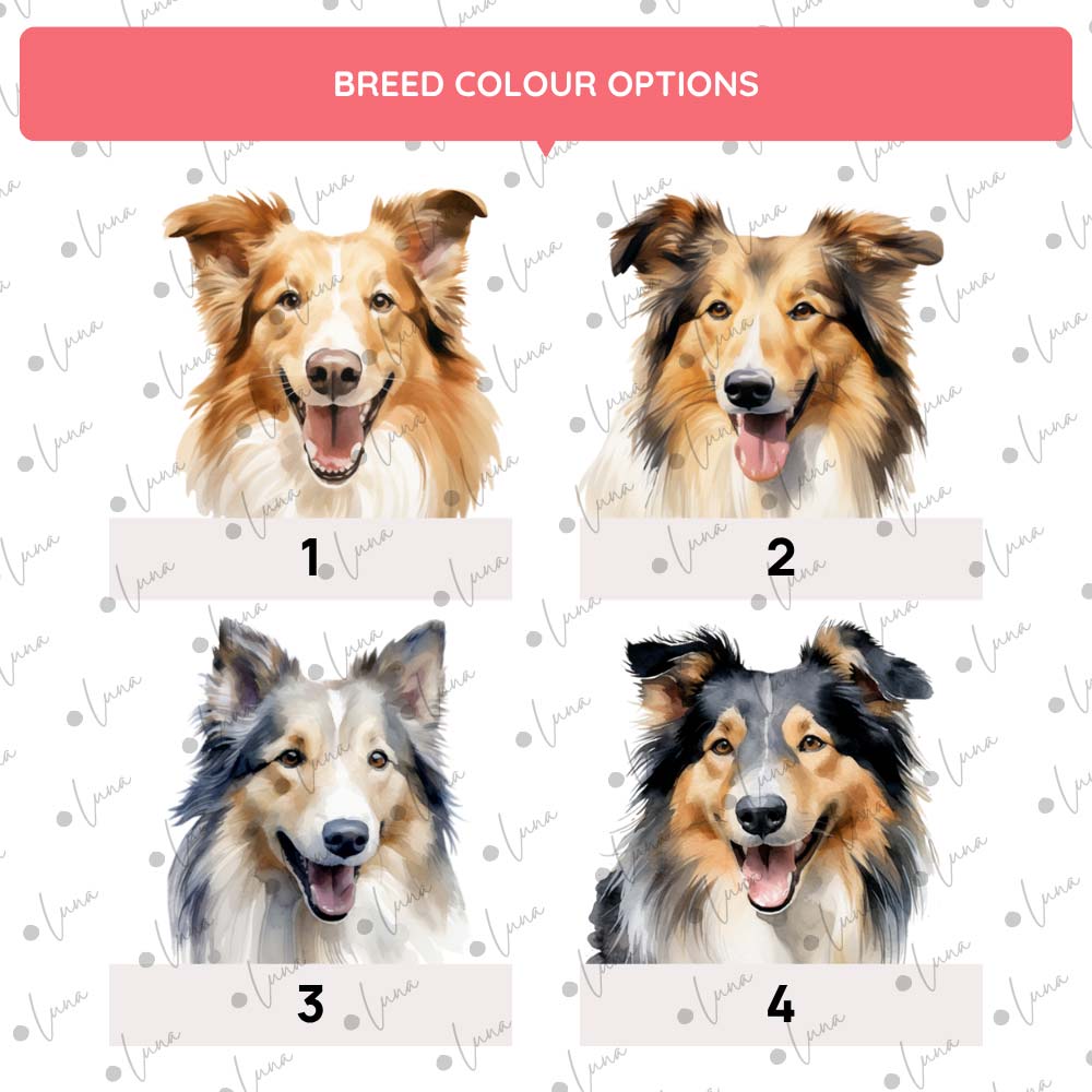 Rough Collie Dog ID Tag – Watercolour Style