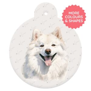 Samoyed Dog ID Tag – Watercolour Style