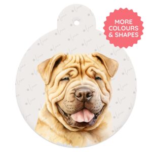 Shar Pei Dog ID Tag – Watercolour Style