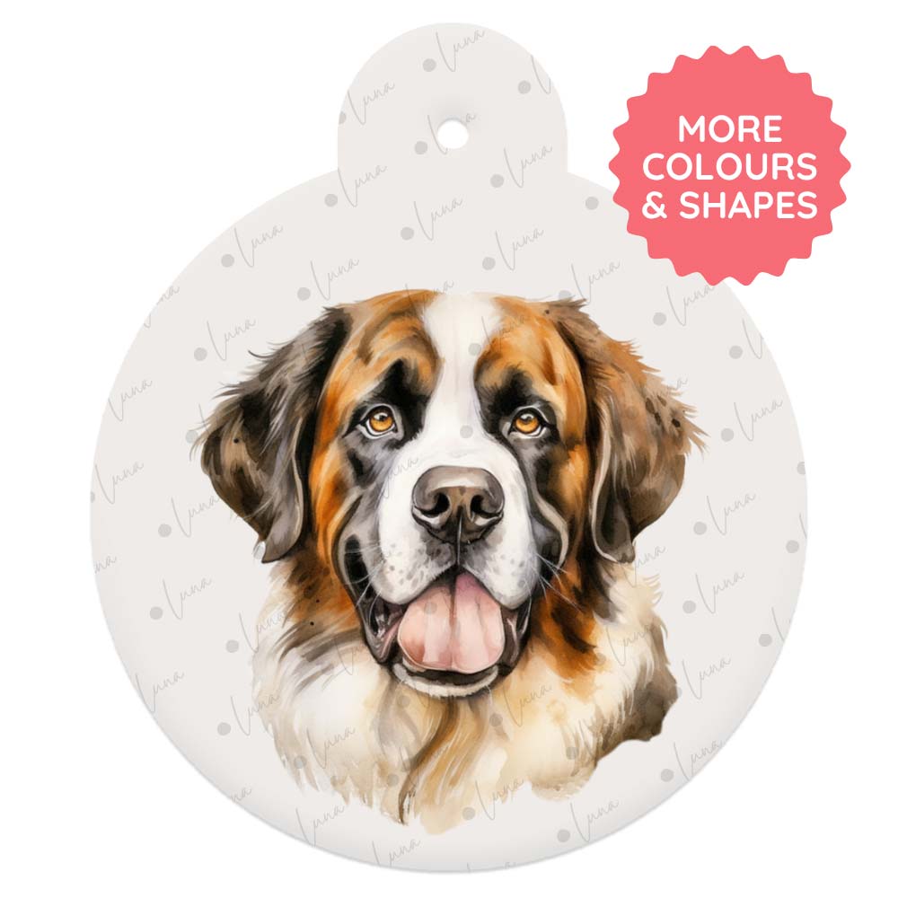 St Bernard Dog ID Tag – Watercolour Style