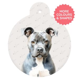 Staffordshire Bull Terrier Dog ID Tag – Watercolour Style