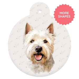 West Highland White Terrier Dog ID Tag – Watercolour Style