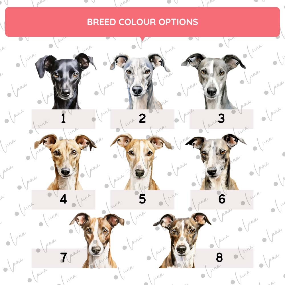 Whippet Dog ID Tag – Watercolour Style